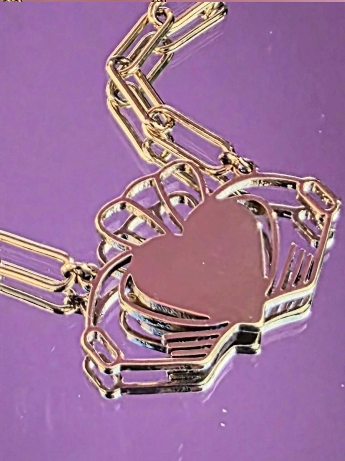 Heart Strong Claddagh - Paperclip Chain Necklace