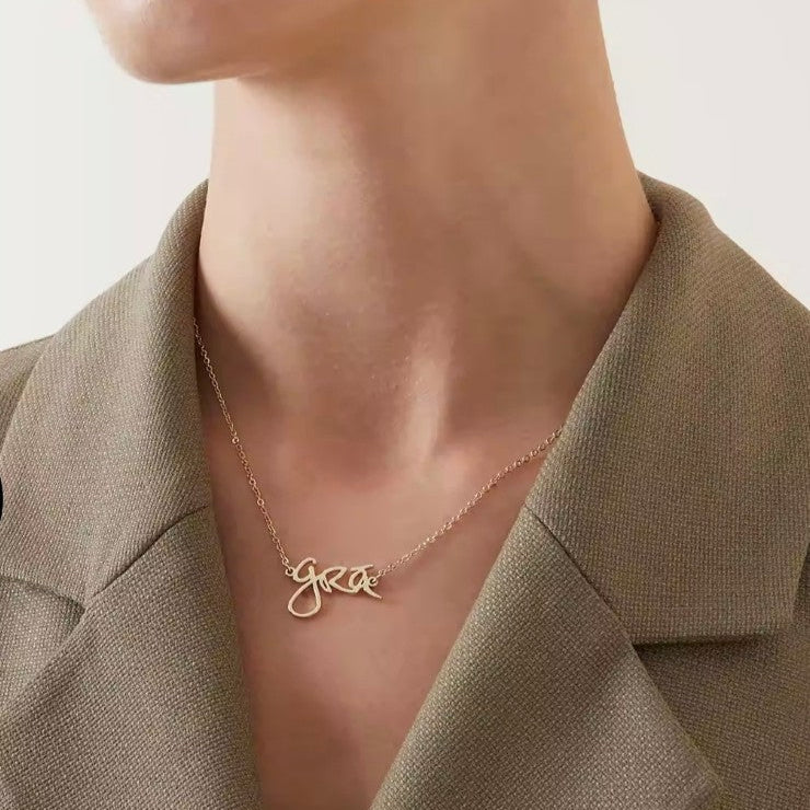 Model Wearing Gold Grá Beag Necklace