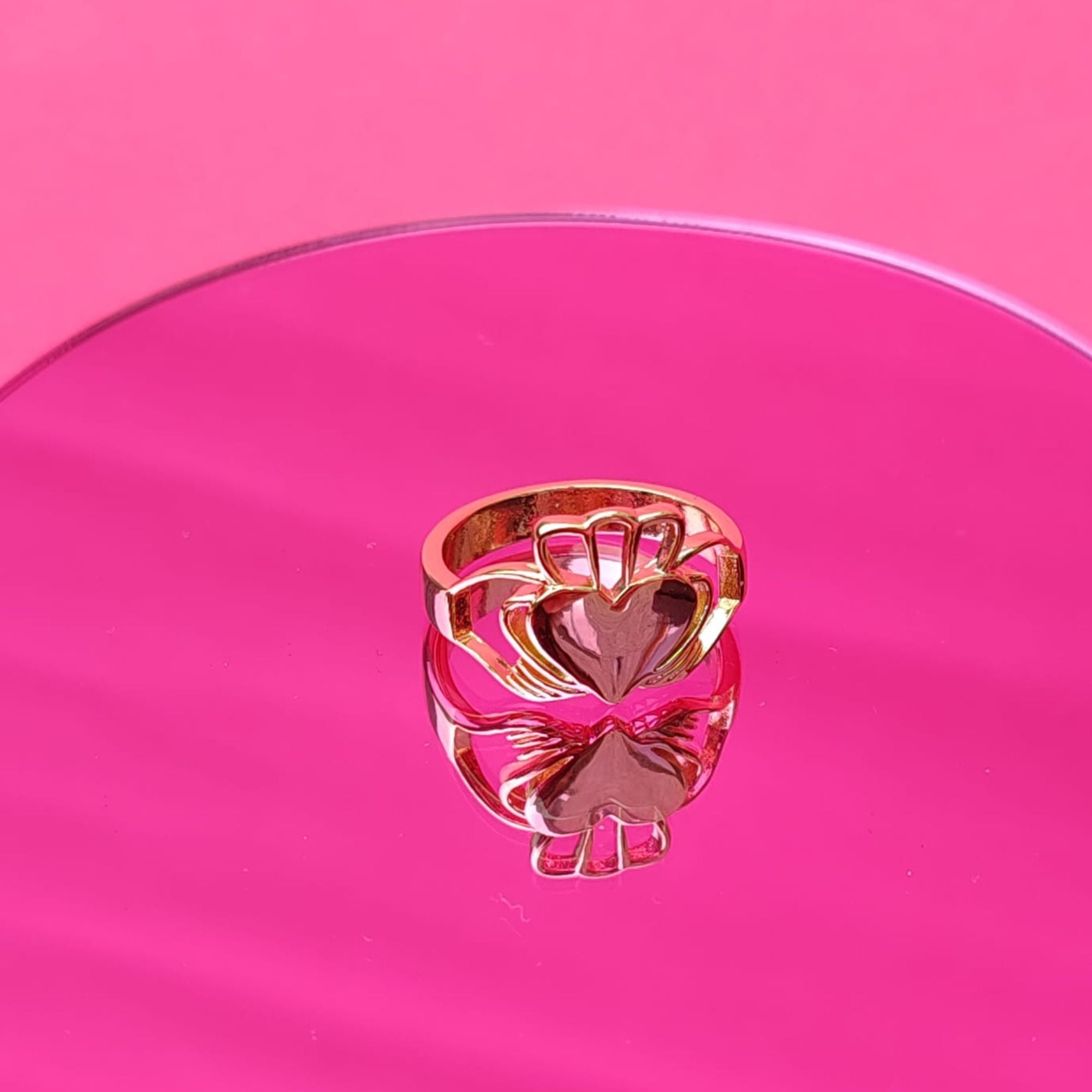 Have My Heart Gold Claddagh Ring with Reflection