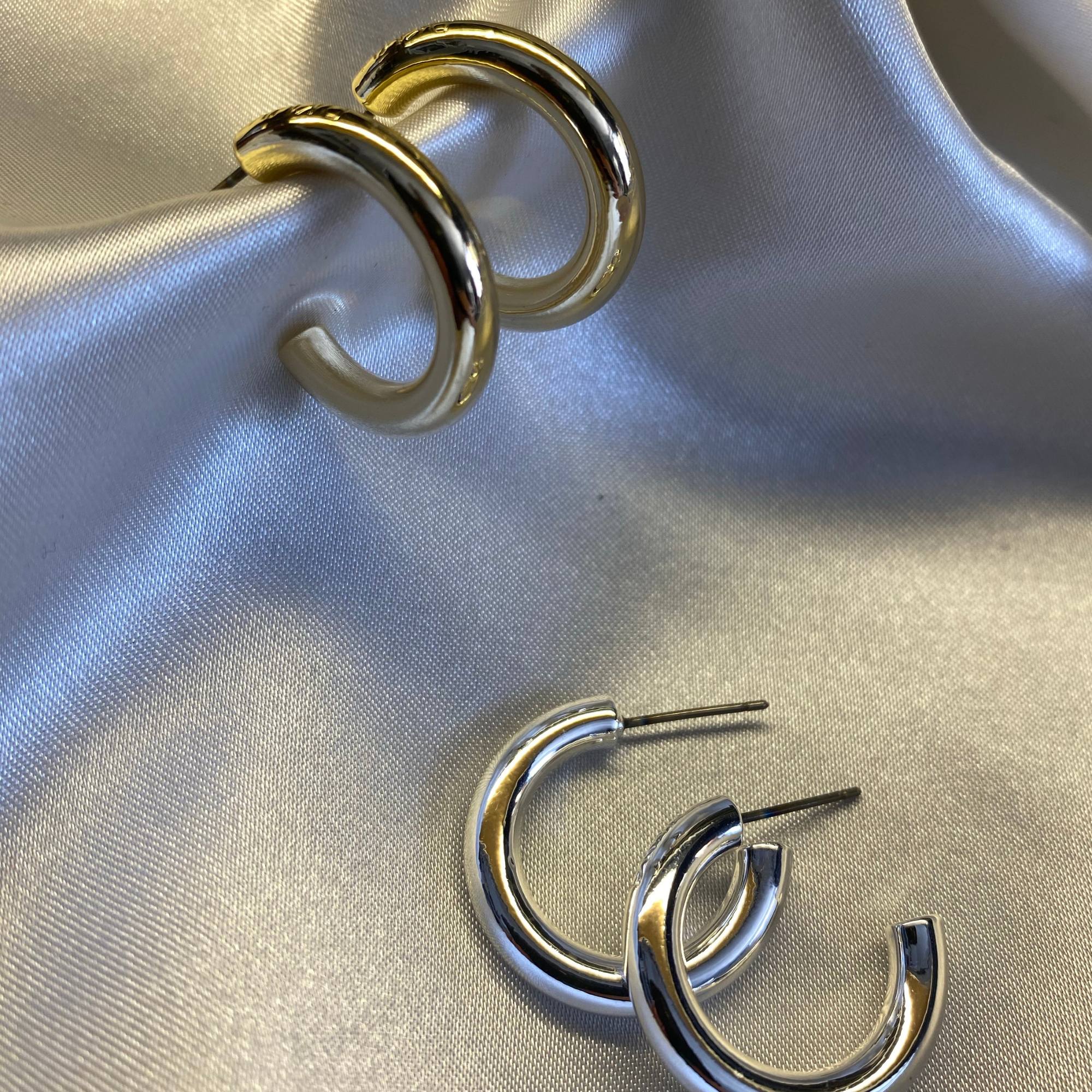 Gold and Silver Ery Day Hoop Earrings