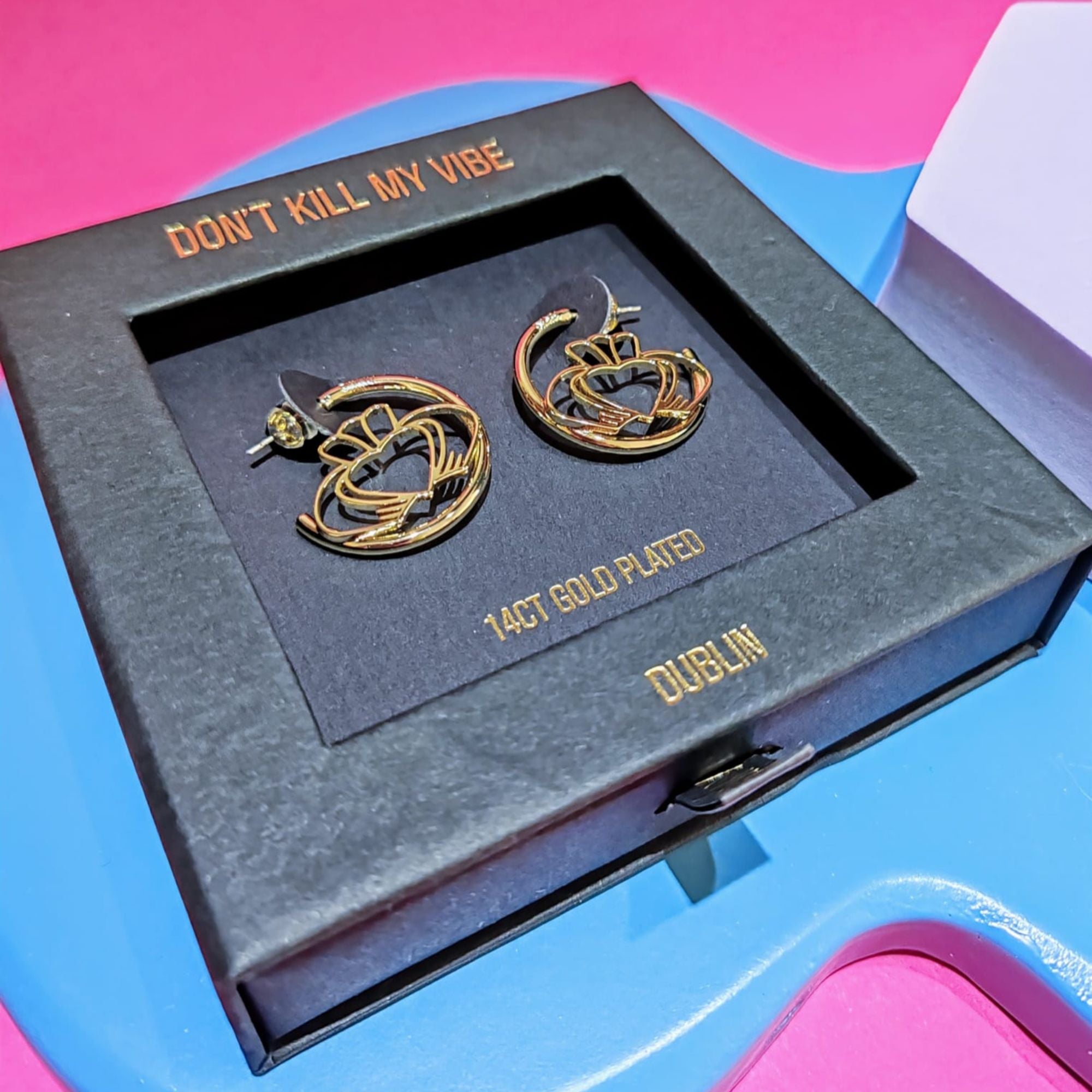 Have My Heart Gold Claddagh Hoop Earrings in Gift Box