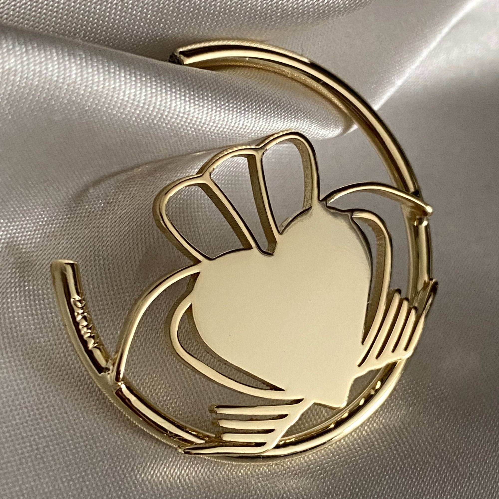 Gold Heart Strong Claddagh Hoop Earring