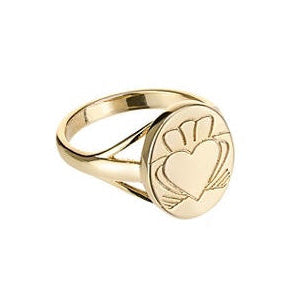Gold Heart Strong Claddagh Sovereign Ring