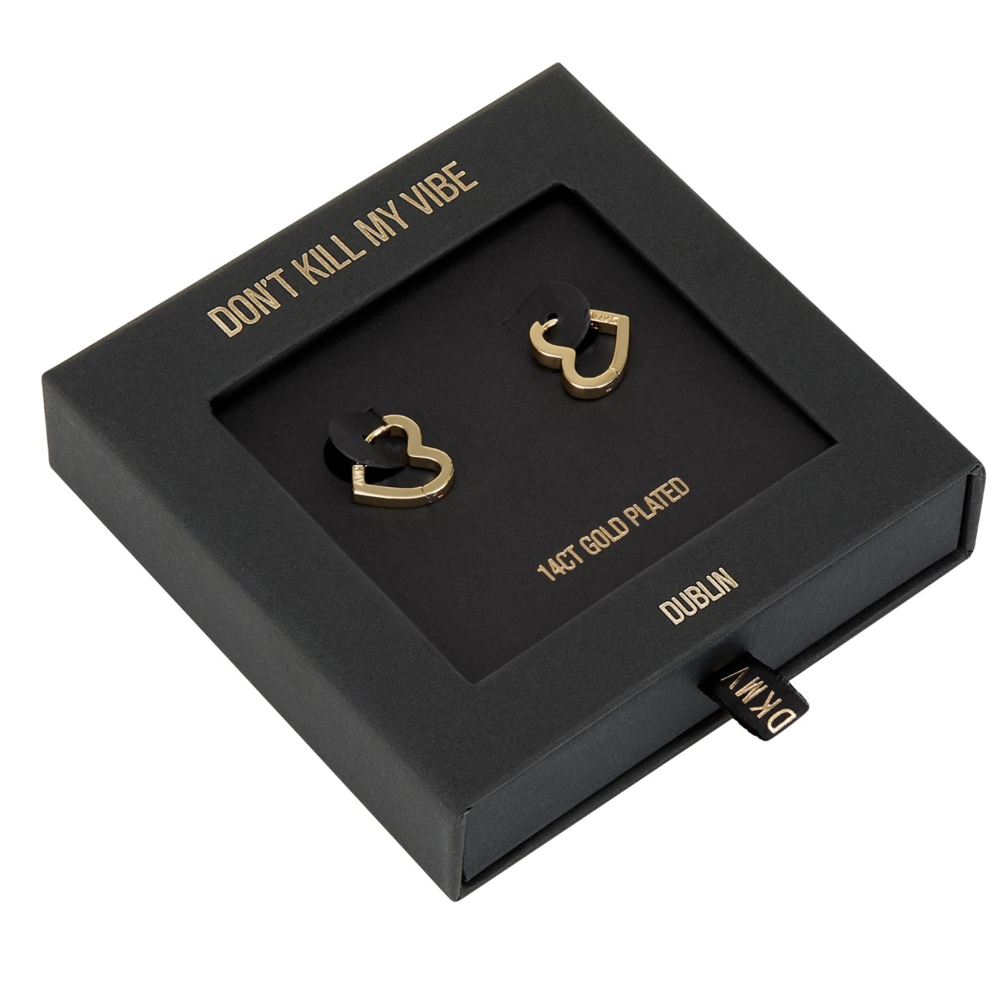 Gold Not Yer Average Heart Hoop Earrings in a Gift Box