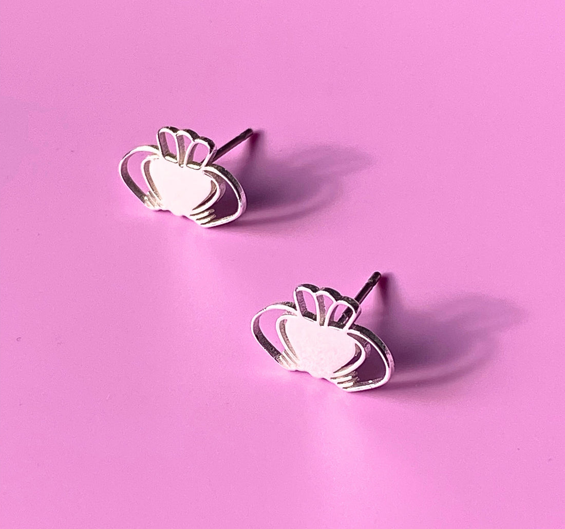Heart Strong Beag Claddagh Stud Earrings