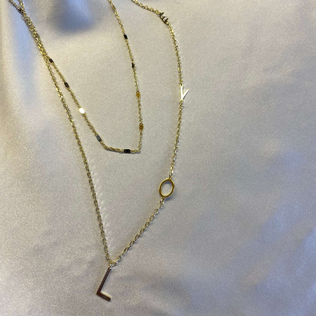 Gold L.O.V.E double necklace