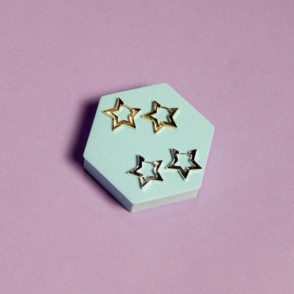 Not Yer Average - Star Hoop Earrings in Silver and Gold Plated 
