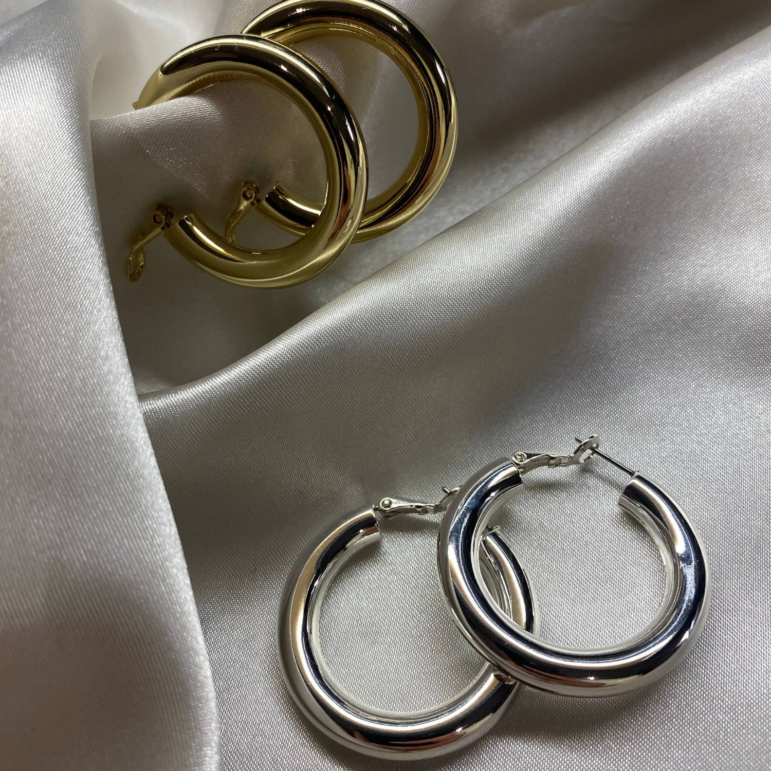 Gold and Silver Not Yer Average Hoop Earrings 