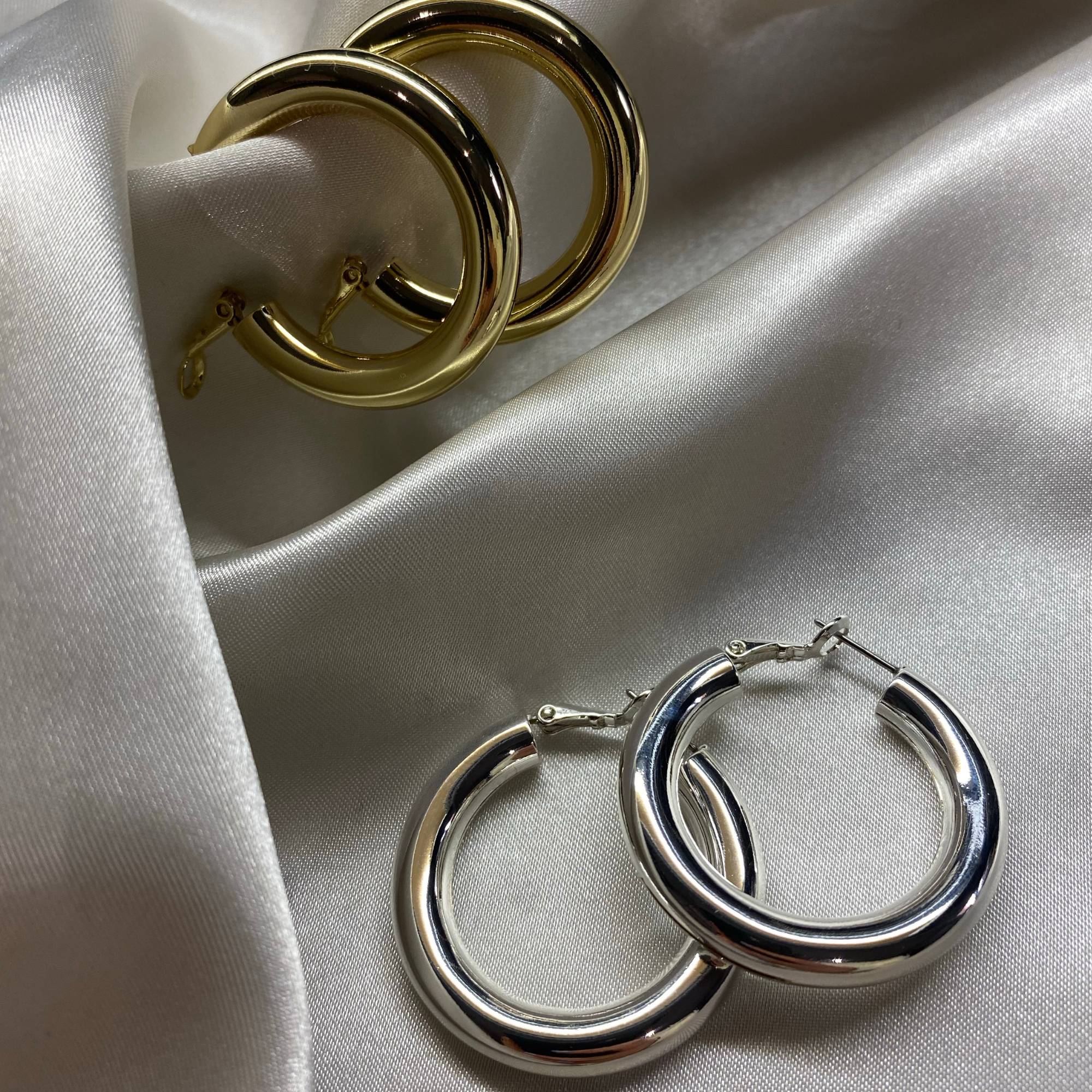 Gold and Silver Not Yer Average Hoop Earrings 