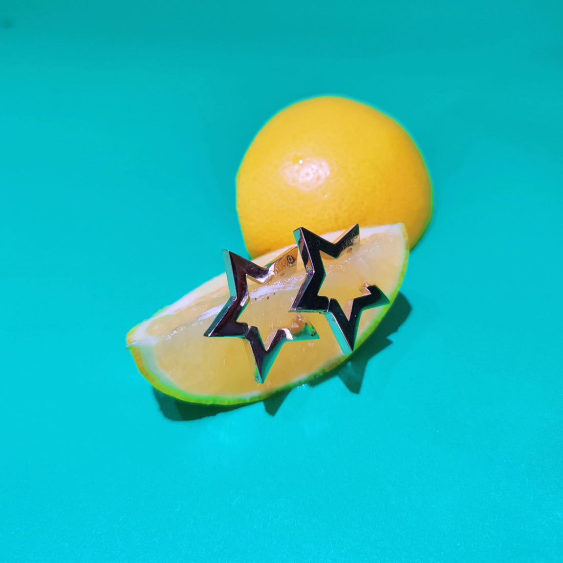 Silver Not Yer Average - Star Hoop Earrings on a Lemon Wedge